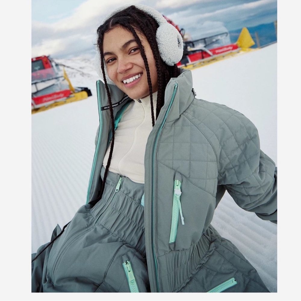 NWOT Free People FP Movement All Prepped Hooded Ski Jacket Greyed Olive